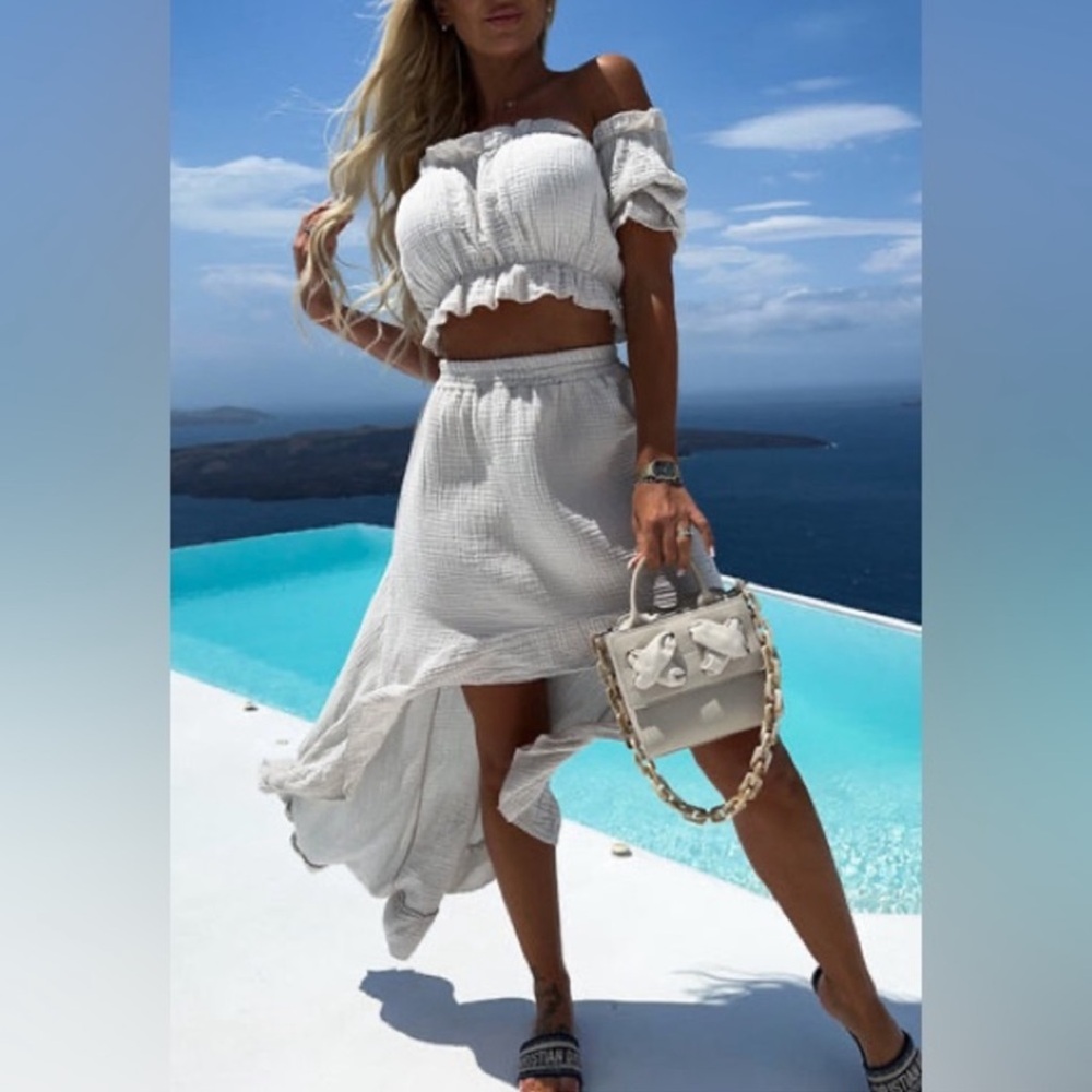 MIRA RUFFLE FRILL TWO PIECE
CO-ORD SET-STONE